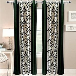 NWOT Geo Nature Eyelet 4 Panel Dark Green Kolaveri 48x84 Curtains